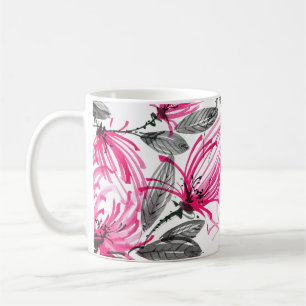 Mug Fleur rouge orientale : Motif d'aquarelle.