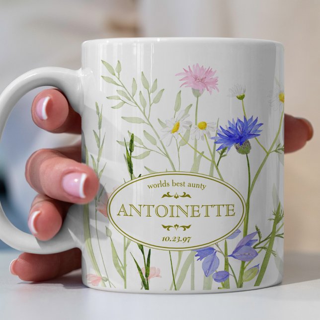 Mug Fleur sauvage arc-en-ciel Illustré Message d'anniv (Créateur téléchargé)