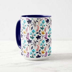 Mug Fleur sauvage d'automne bleu et violet deux tons