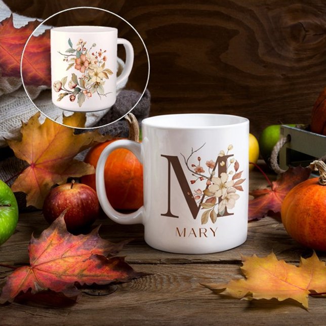 Mug Fleur sauvage d'automne Jardin initial M (Créateur téléchargé)