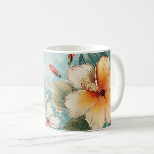 Mug Fleur Tropicale Bohème Décontractée (Devant droit)