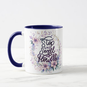 Mug Fleur violette arrêtez-vous et respirez les fleurs