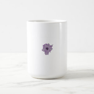 Mug Fleur violette avec pois gris motif et noir