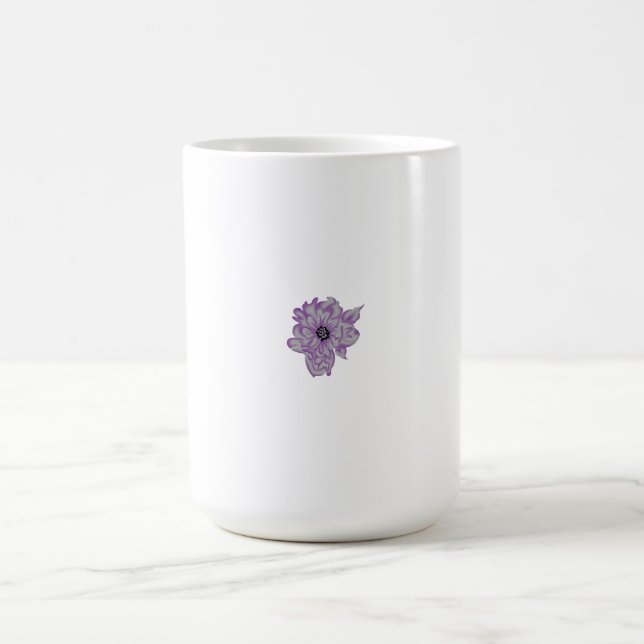 Mug Fleur violette avec pois gris motif et noir (Centre)
