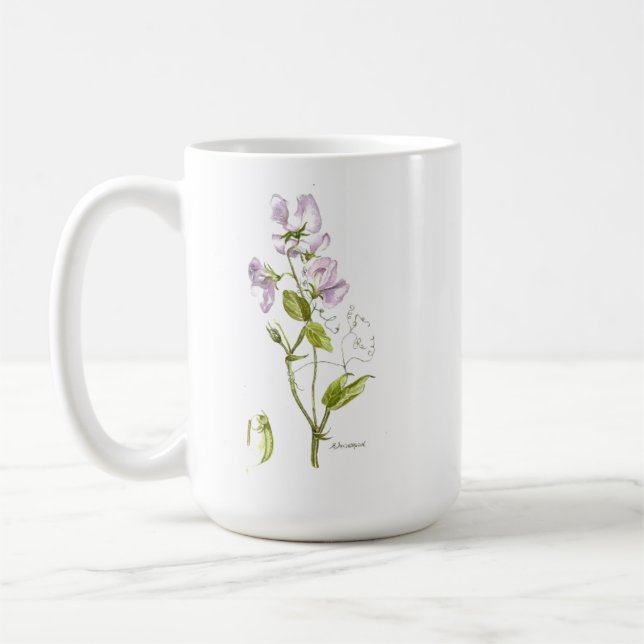 Mug Fleur violette de pois doux et dire (Gauche)