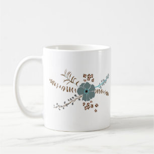 Mug Fleur Whimsical Mélanger Turquoise Gris rose Fleur