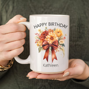 Mug Fleurie Coquette avec Nœud Joyeux Anniversaire