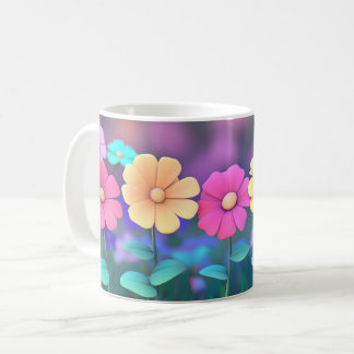 Mug Fleurs 3D avec fleurs botaniques colorées, Cadeau