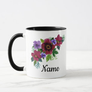 Mug Fleurs aquarelle couronne florale romantique lumin