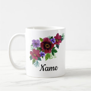 Mug Fleurs aquarelle couronne florale romantique lumin