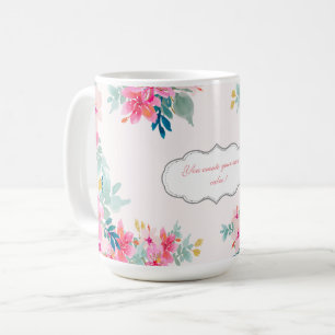 Mug Fleurs aquarelles chic, message motivationnel  