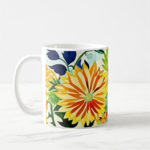 Mug Fleurs aquarelles en rose et jaune