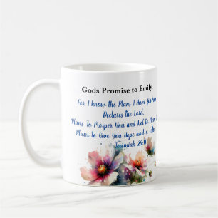 Mug Fleurs Bible Verse Jérémie 29:11 Personnaliser