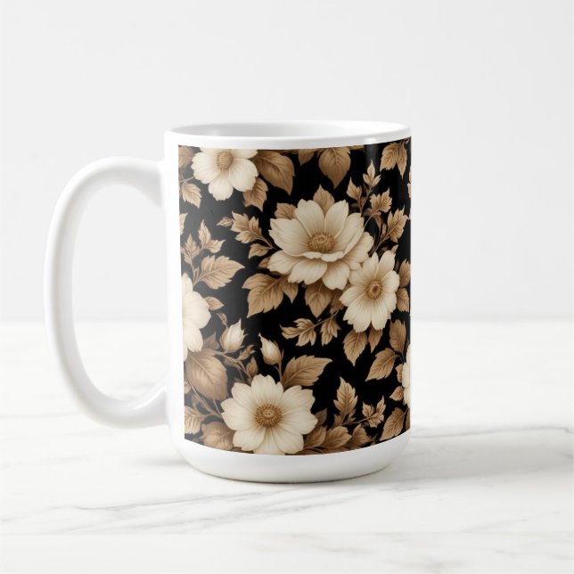 Mug Fleurs blanches Arrière - plans noires (Gauche)