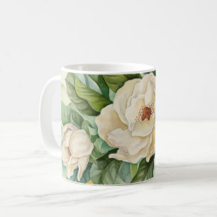 Mug Fleurs blanches élégantes de magnolia dans
