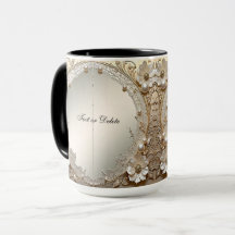 Mug Fleurs Blanches Modernes Perles