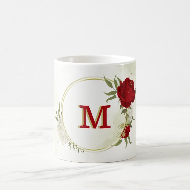 Mug Fleurs blanches rouges feuillage  (Centre)