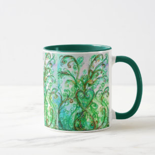 Mug FLEURS BLANCHES vert vif bleu jaune