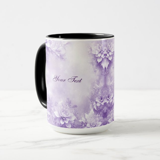 Mug Fleurs Blanches Violettes (Devant gauche)