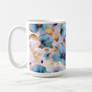 Mug Fleurs bleues éthérées dans les pastels doux Encre