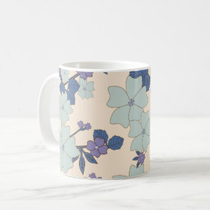 Mug Fleurs Bleues, Fleurs Violettes, Motif Floral