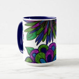 Mug Fleurs Bleues Magenta