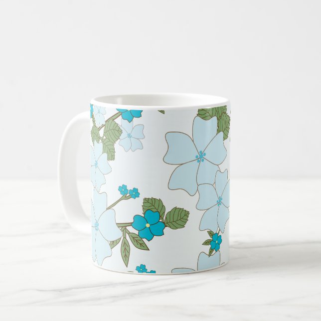 Mug Fleurs Bleues, Motif Floral, Motif De Fleurs (Devant gauche)
