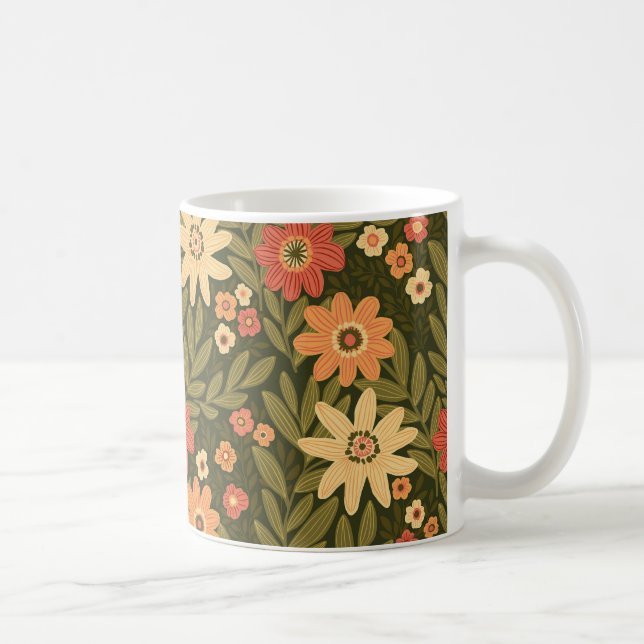 Mug Fleurs bohèmes dans les tons terre (Droite)