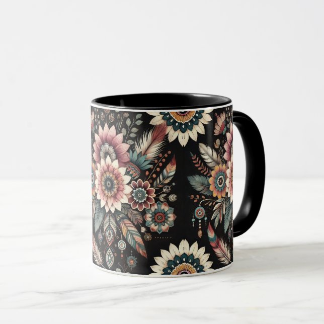 Mug Fleurs Boho du soir (Devant droit)