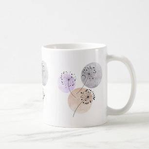 Mug Fleurs Boho Zen Dandelion Sur Cercles Bleus Rose
