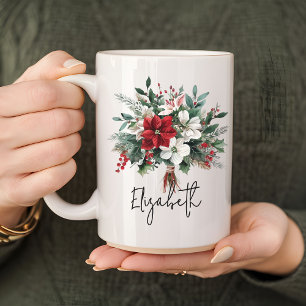 Mug Fleurs Bouquet de Noël pour Femmes ou Collègue