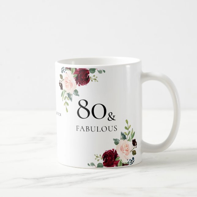 Mug Fleurs Bourgogne rousse Fleurs Femme 80e anniversa (Droite)