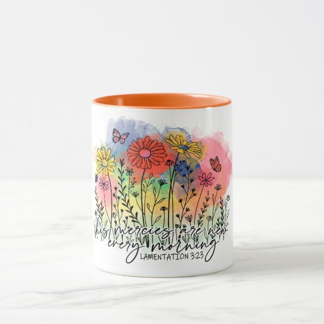 MUG FLEURS COLORÉES CONCEPTION BIBLE VERSE (Centre)