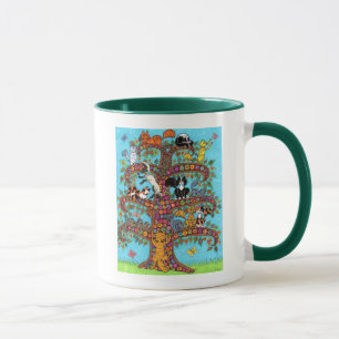 Mug Fleurs colorées mignonnes de chats d'arbre de