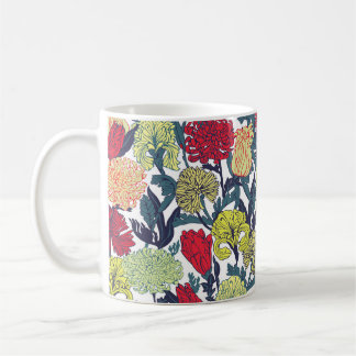 Mug Fleurs colorées : motif blanc transparent.