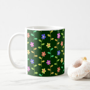 Mug Fleurs Colorées, Motif Floral, Feuillage, Bohème