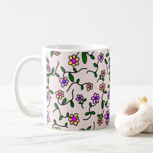 Mug Fleurs Colorées, Motif Floral, Verdure, Boho