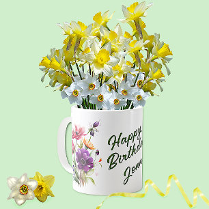 Mug Fleurs colorées Salutations d'anniversaire
