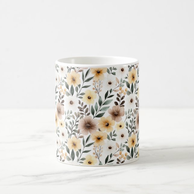 Mug Fleurs Crème Marron Jaune (Centre)