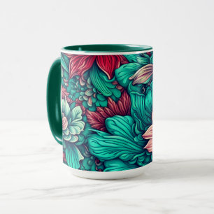 Mug Fleurs cyanes fleurs surréalistes