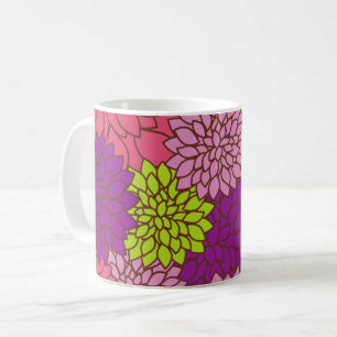 Mug Fleurs Dahlia, Fleurs Colorées, Motif Floral