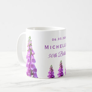 Mug Fleurs d'anniversaire fleur sauvage rose violet