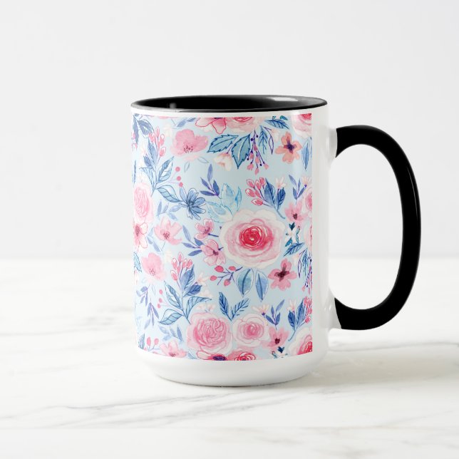 Mug Fleurs d'aquarelle et feuilles 2 (Droite)