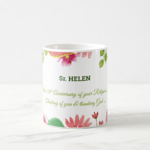 Mug Fleurs d'aquarelle religieuses du 70e anniversaire