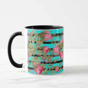 Mug Fleurs d'aquarelle rose rose roses romes florales