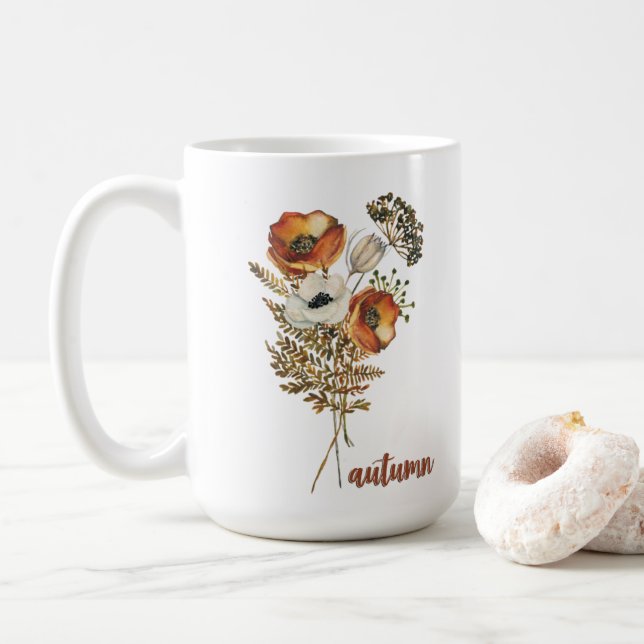 Mug fleurs d'automne bouquet d'automne aquarelle fleur (Avec donut)
