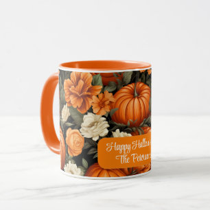 Mug Fleurs d'automne citrouilles Roses