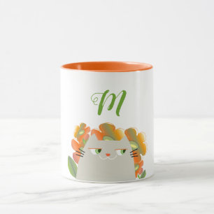 Mug Fleurs de chats et d'oranges Monogramme de printem