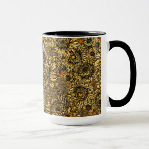 Mug Fleurs de chrysanthèmes jaunes et coléoptères oran