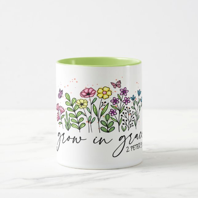 MUG FLEURS DE CONCEPTION SIMPLE "GROW IN GRACE" BIBLE  (Centre)